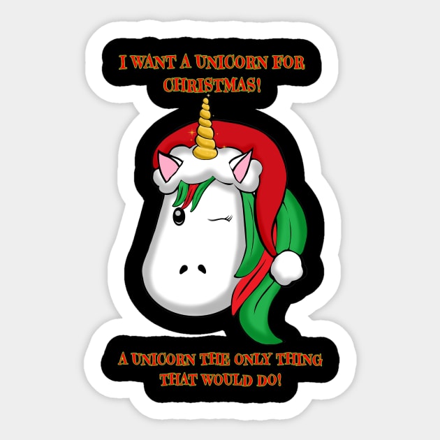 UNICORN SANTA Sticker by Art by Eric William.s